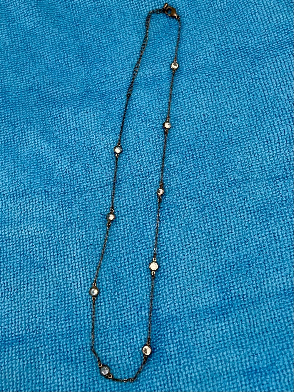 Freida Rothman Delicate Gold-Tone Station Necklace with Crystal Accents